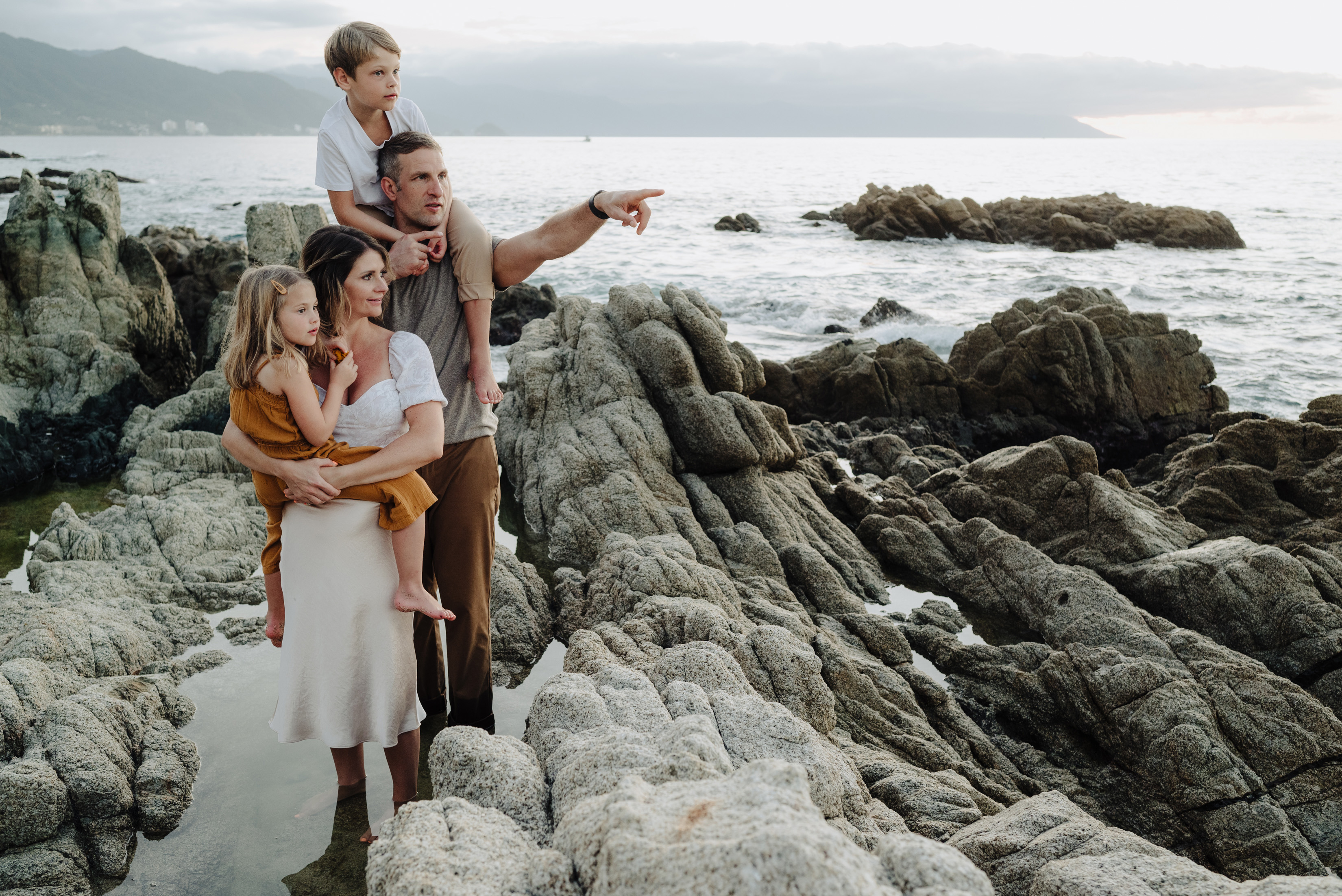 Family beach photography in Puerto Vallarta at sunset